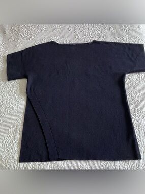 Like New Eileen Fisher black ribbed cotton oversized top w/ asymmetrical slit